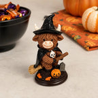🔥Last Day 50% OFF 🐮Halloween Highland Cow Witch Ornament – Spooky-Cute Tabletop Decor for Mantel, Shelf & Candy Station