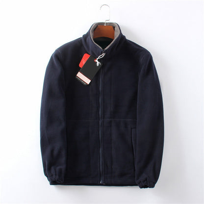 LAST DAY PROMOTION - 50%OFF🔥 Unisex Full Zip Stand Collar Reversible Fleece Coat