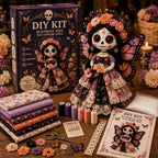 🔥LAST DAY 49% OFF - 🎃Day of the Dead Patchwork Doll DIY Sewing Kit - Handmade Fabric Doll Craft Kit with Floral Details