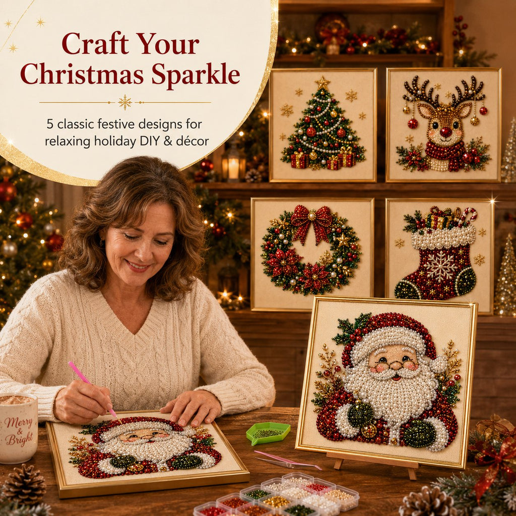 🧘Cozy & Creative-💎 Christmas Pearl Diamond Art Kit With Display Frame