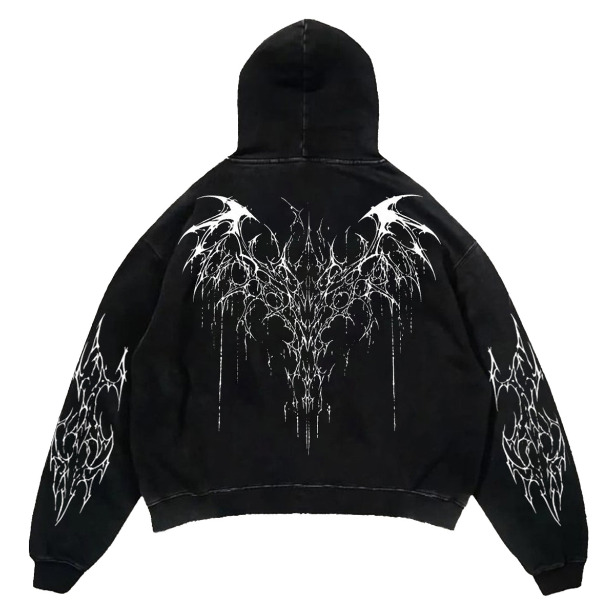 Black Tribal Thorn Print Hoodie