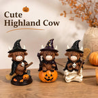 🔥Last Day 50% OFF 🐮Halloween Highland Cow Witch Ornament – Spooky-Cute Tabletop Decor for Mantel, Shelf & Candy Station