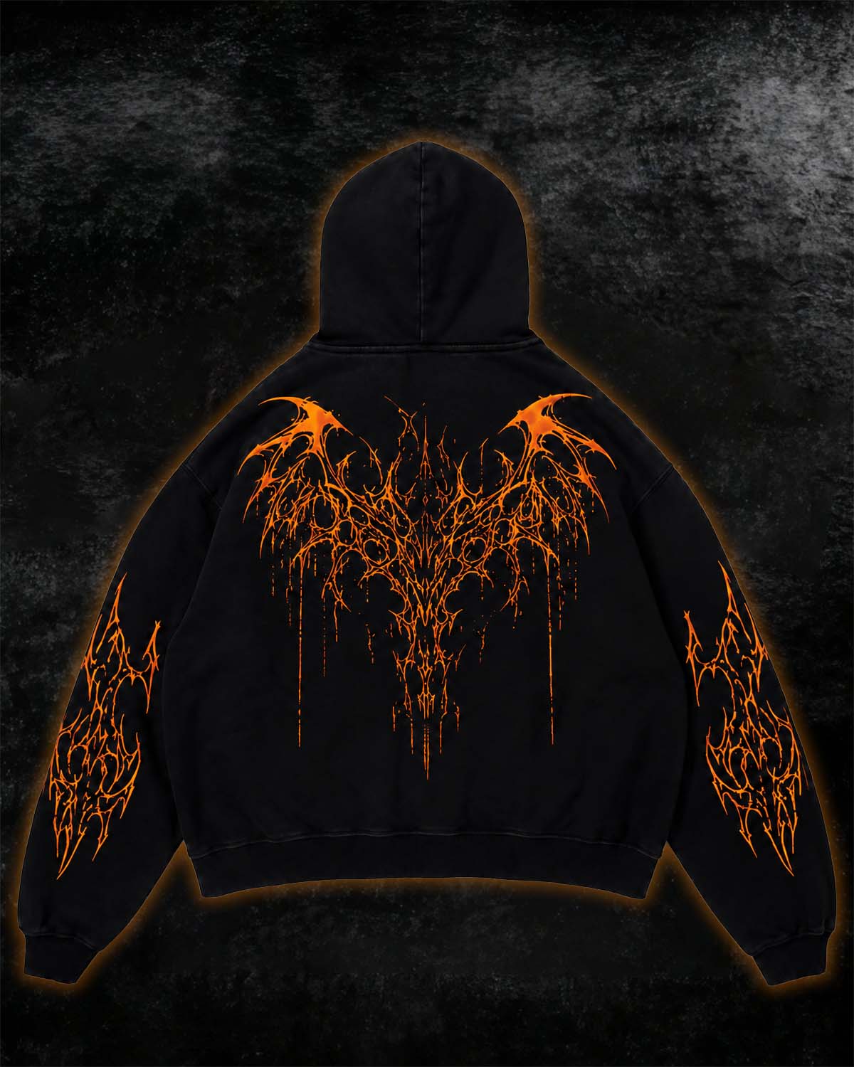 Orange Tribal Thorn Print Hoodie