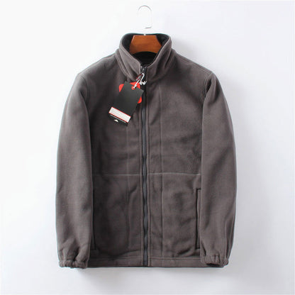 LAST DAY PROMOTION - 50%OFF🔥 Unisex Full Zip Stand Collar Reversible Fleece Coat