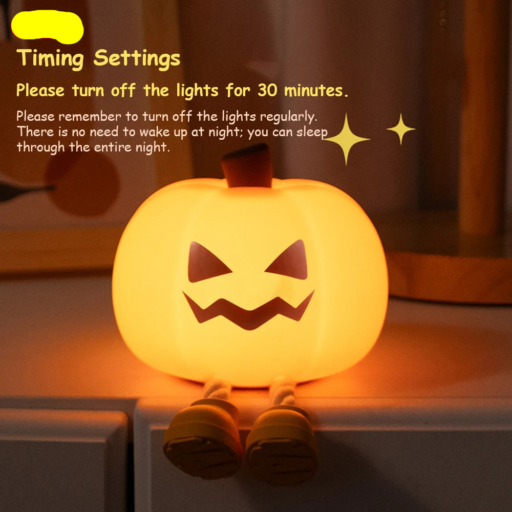 Soft Glow Pumpkin Silicone Night Light – Warm LED Sleep Companion