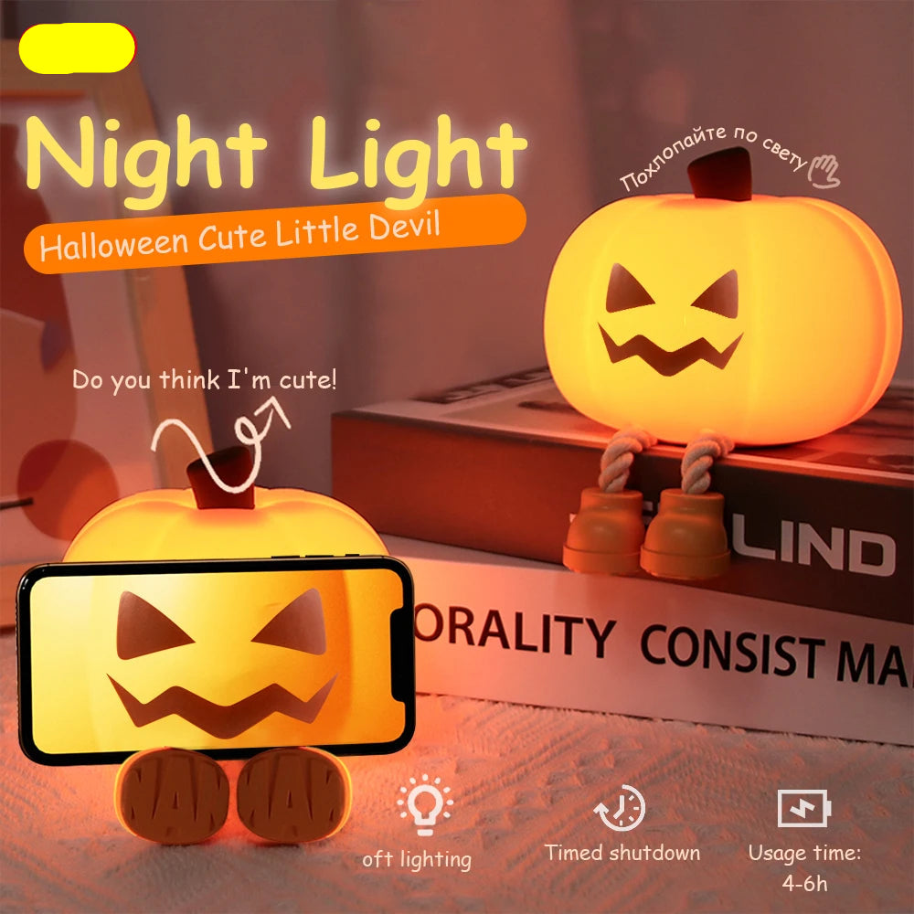 Soft Glow Pumpkin Silicone Night Light – Warm LED Sleep Companion