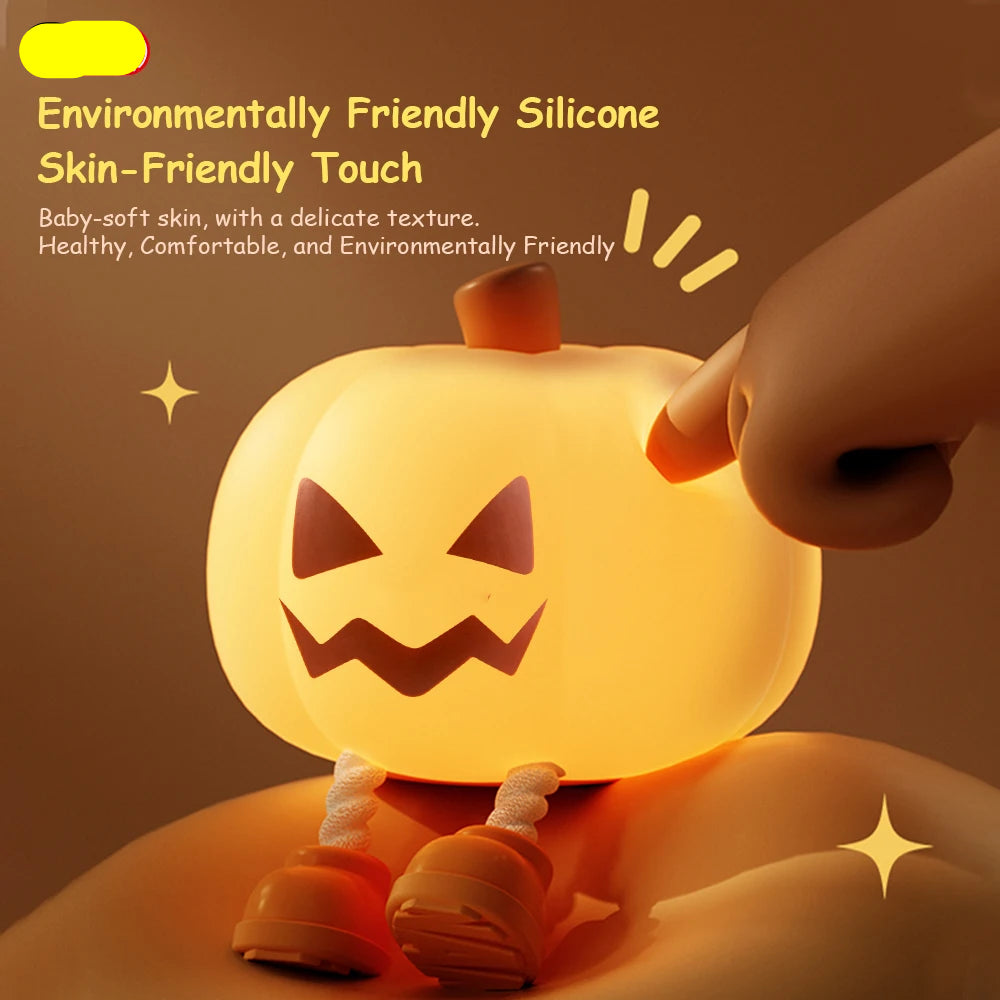 Soft Glow Pumpkin Silicone Night Light – Warm LED Sleep Companion