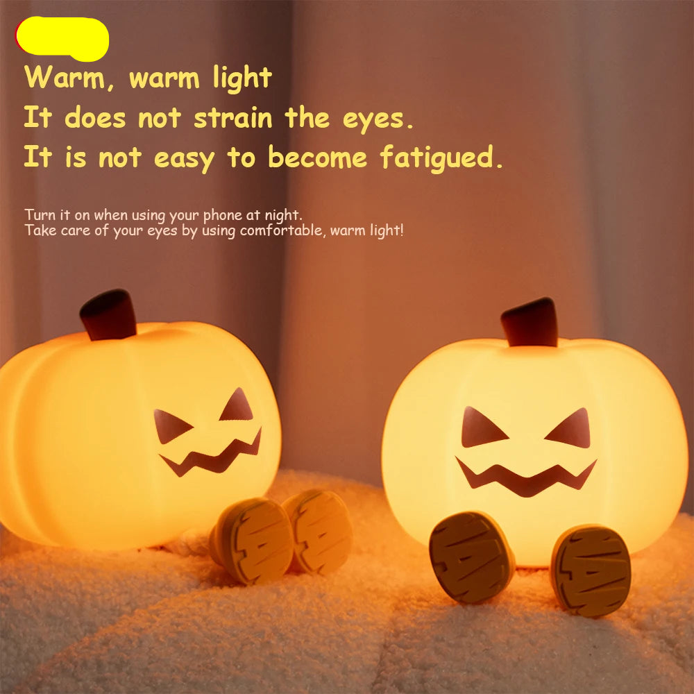 Soft Glow Pumpkin Silicone Night Light – Warm LED Sleep Companion