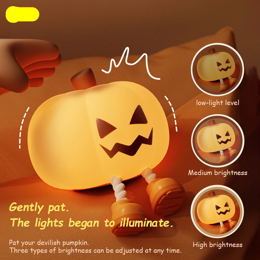 Soft Glow Pumpkin Silicone Night Light – Warm LED Sleep Companion