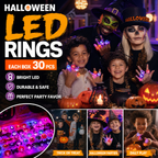 🔥🎃50 Pieces Each Box‼️✨LED Light Halloween Glowing Ring 💍| Flashing Light‑Up Party Favor for Halloween Night👻