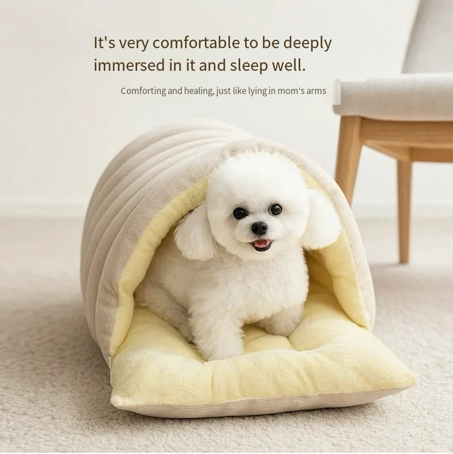 Dog sleeping cozy house
