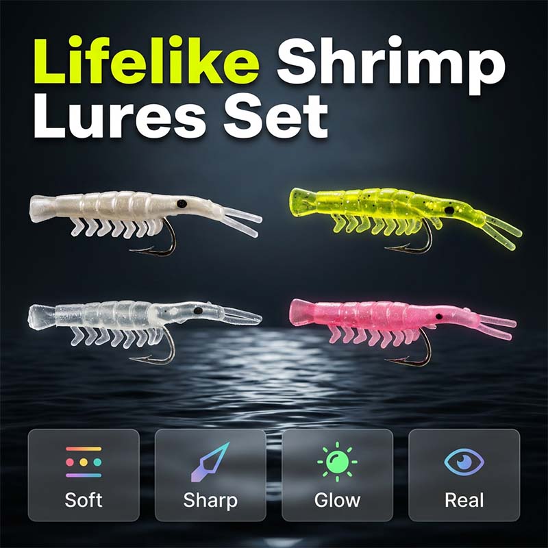 🥳2026 HOT SALE🥳💞50K+ SOLD!🐟💪 50% OFF! 50PCS Soft Shrimp Lures – Realistic texture, sharp hidden hooks. Works in rivers, lakes & sea. No more missed strikes! 🏆🎣